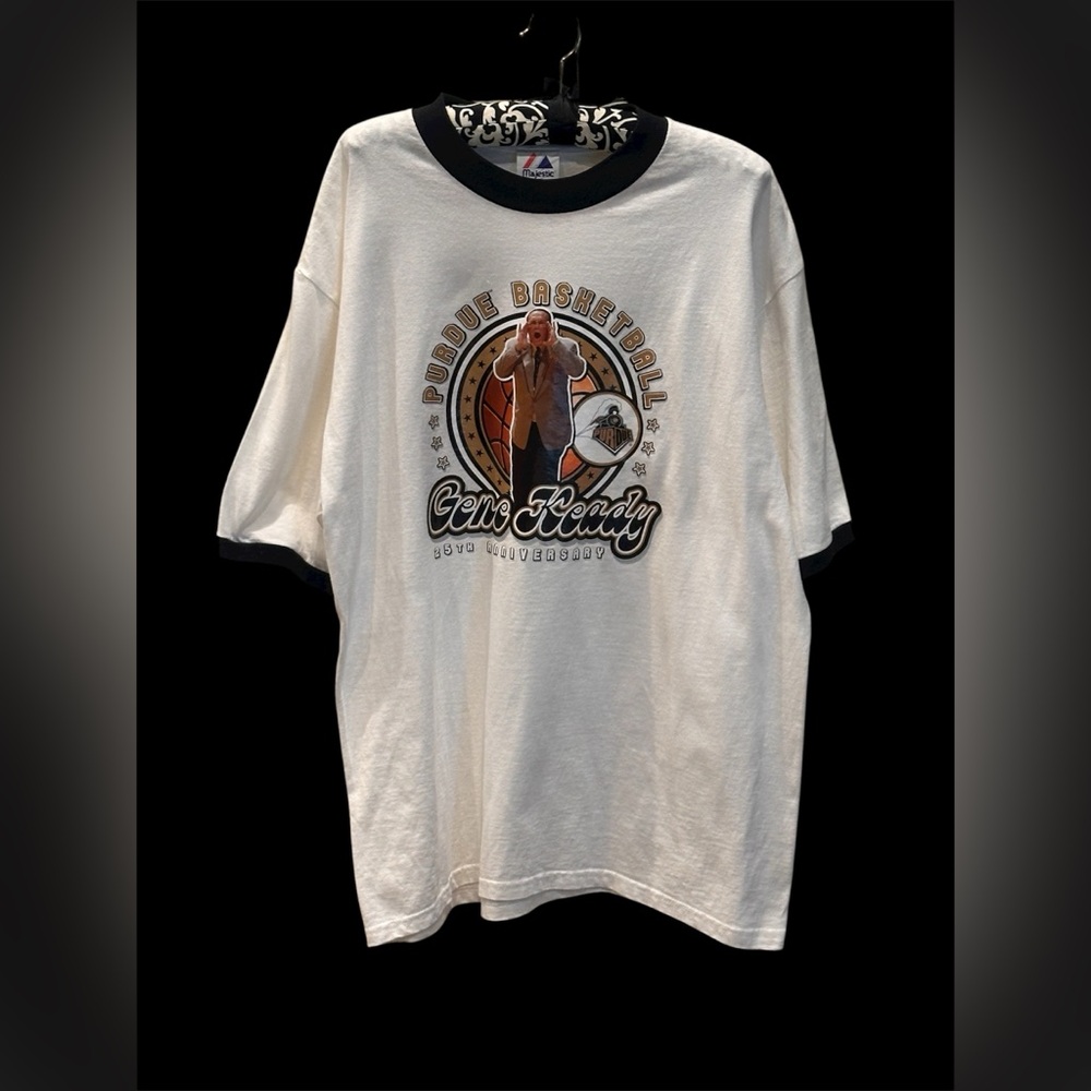 Purdue Gene Keady White Basketball Graphic T-Shirt